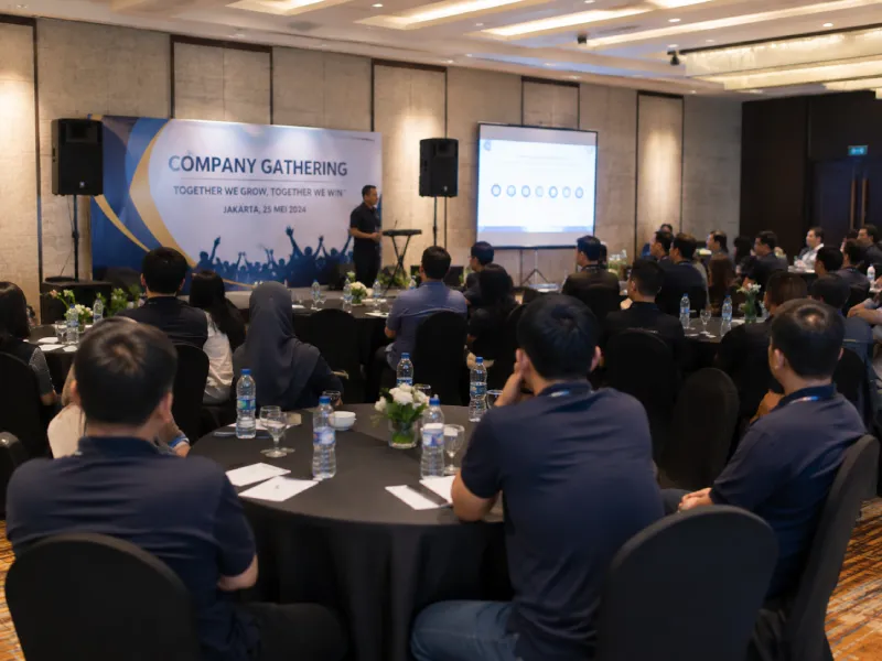 Suasana gathering perusahaan dengan dukungan audio Soundstarina di Jakarta