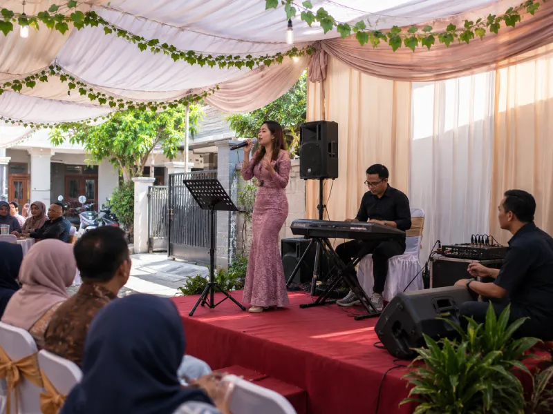 Hiburan organ tunggal pada acara syukuran keluarga di Jakarta Timur